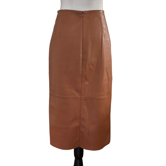 Forever 21 Faux Leather High Waisted Pencil Skirt Women’s SZ Large in Camel - Picture 7 of 9